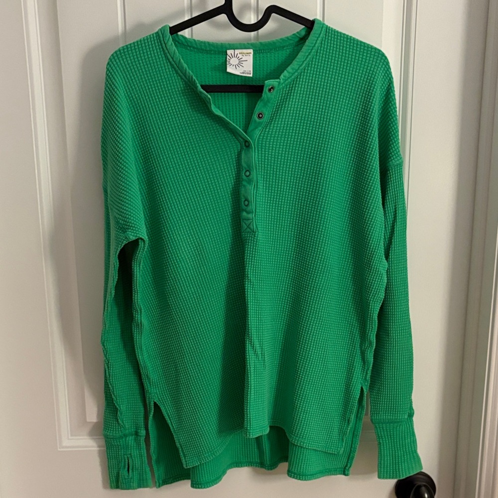 Aerie Bright Green Waffle Knit Top